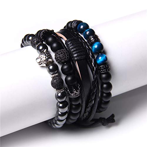 Braided Leather Tiger Eye & Lava Rock Bracelets