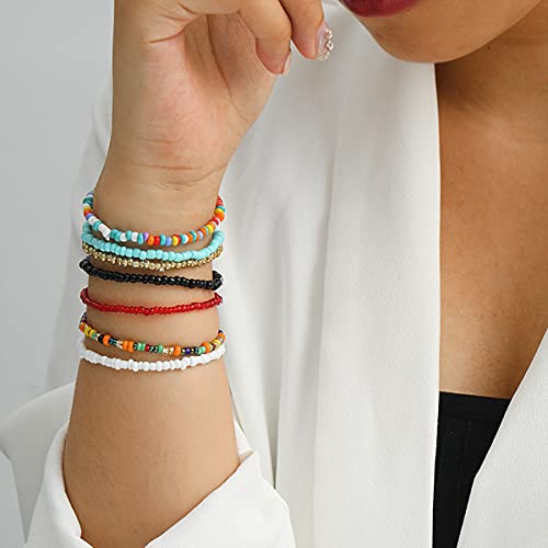 Bohemian Multi-Colored Beaded Bracelet Set for Women