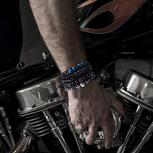 Braided Leather Tiger Eye & Lava Rock Bracelets