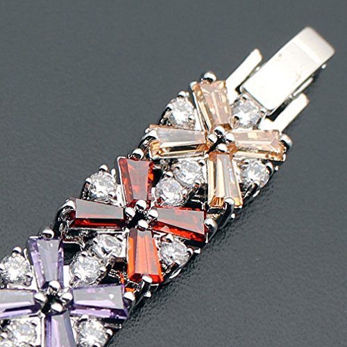 Multicolor Gemstone Tennis Bracelet - Silver Plated