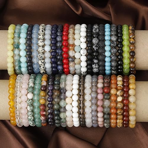 2Pcs 8mm Natural Agate Gemstone Bracelets Set