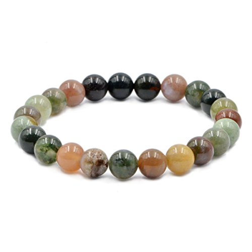 Natural Gemstone Round Beads Stretch Bracelet - Indian Agate