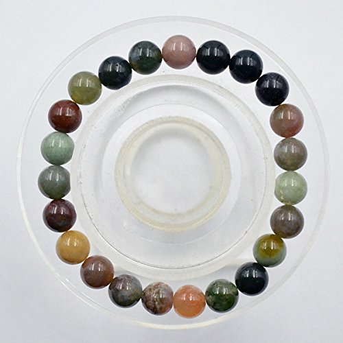 Natural Gemstone Round Beads Stretch Bracelet - Indian Agate
