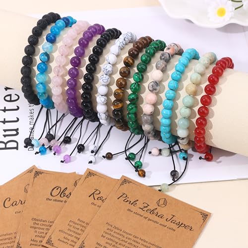 12PCS 8mm Natural Stone Bracelet Set for All