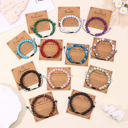 12PCS 8mm Natural Stone Bracelet Set for All