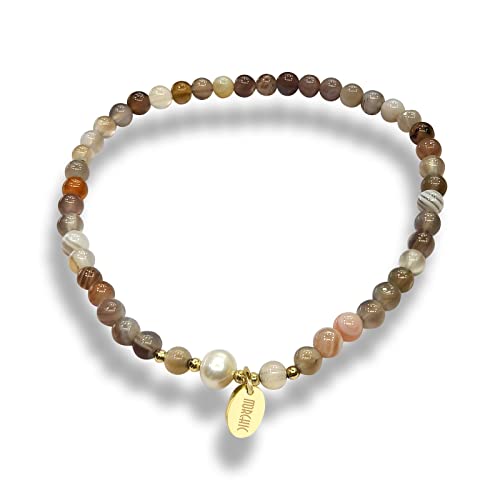 Persian Gulf Agate Bead Bracelet with Pearls