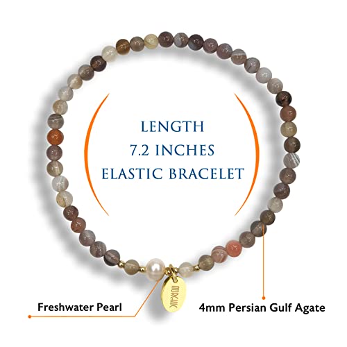 Persian Gulf Agate Bead Bracelet with Pearls