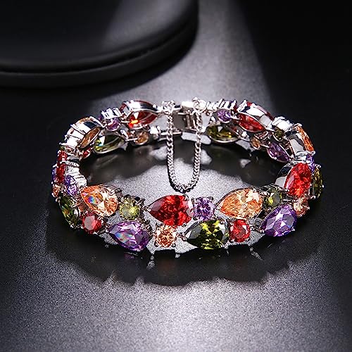 Bridal Gemstone Bracelet: Peridot, Amethyst, Garnet, Morganite
