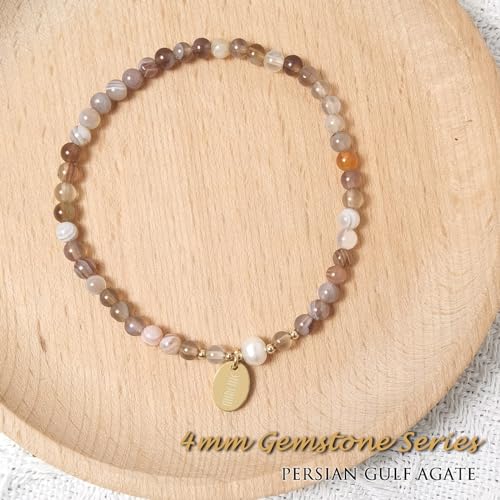 Persian Gulf Agate Bead Bracelet with Pearls