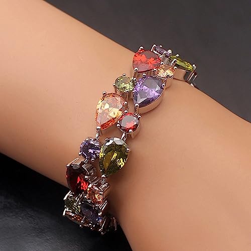 Bridal Gemstone Bracelet: Peridot, Amethyst, Garnet, Morganite