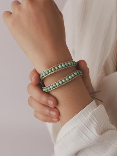 Bohemian Turquoise Stone Wrap Bracelet for Women