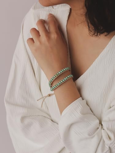 Bohemian Turquoise Stone Wrap Bracelet for Women