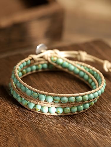 Bohemian Turquoise Stone Wrap Bracelet for Women