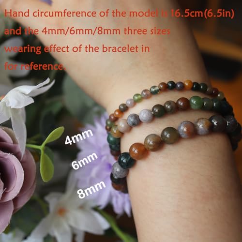 Handmade 8mm Indian Agate Gemstone Bracelet
