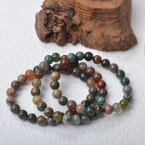 Handmade 8mm Indian Agate Gemstone Bracelet