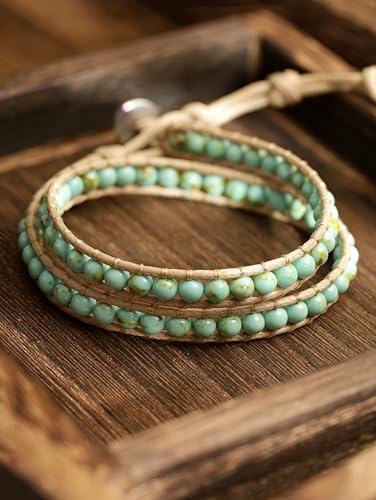 Bohemian Turquoise Stone Wrap Bracelet for Women