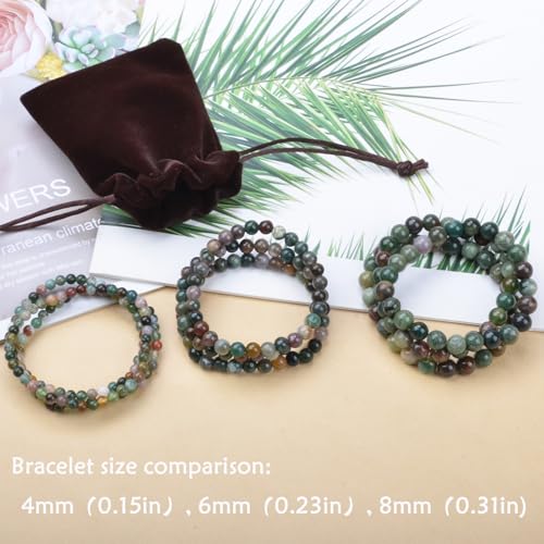 Handmade 8mm Indian Agate Gemstone Bracelet