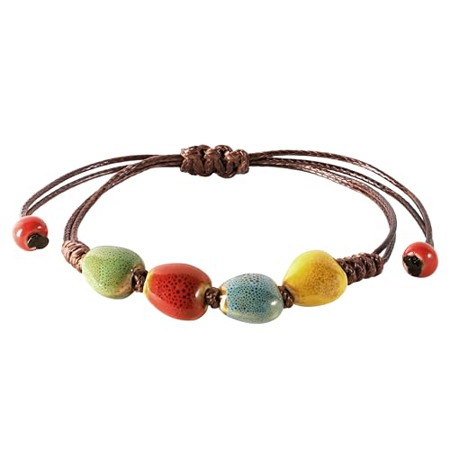 Colorful Bohemian Ceramic Bead Leather Bracelet