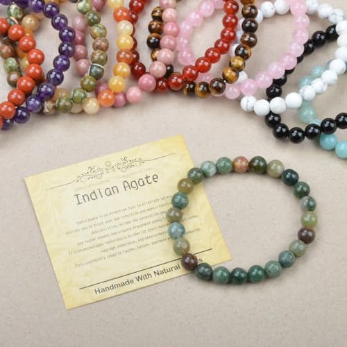 Handmade 8mm Indian Agate Gemstone Bracelet