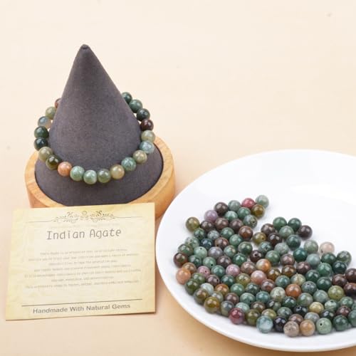 Handmade 8mm Indian Agate Gemstone Bracelet