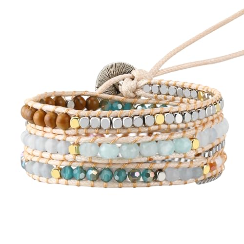 Handmade Boho 3 Wrap Chakra Bead Bracelet