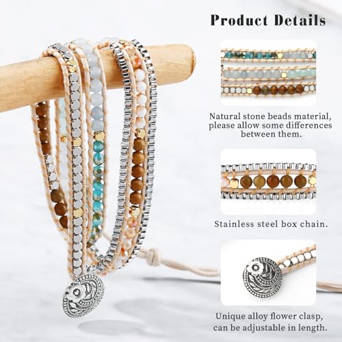 Handmade Boho 3 Wrap Chakra Bead Bracelet