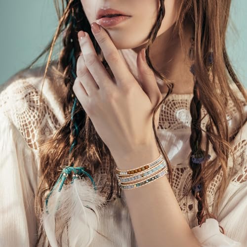 Handmade Boho 3 Wrap Chakra Bead Bracelet