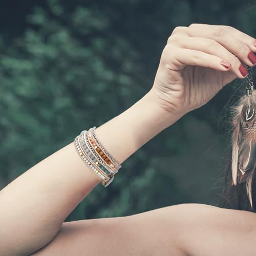 Handmade Boho 3 Wrap Chakra Bead Bracelet