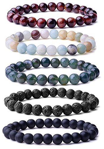 Natural 8mm Semi-Precious Gemstone Stretch Bracelet