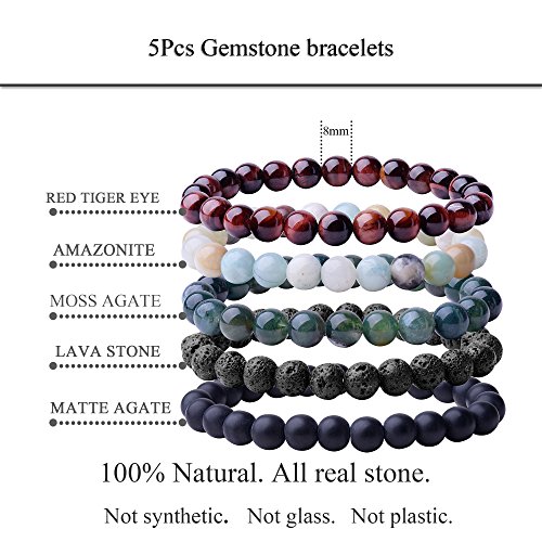 Natural 8mm Semi-Precious Gemstone Stretch Bracelet