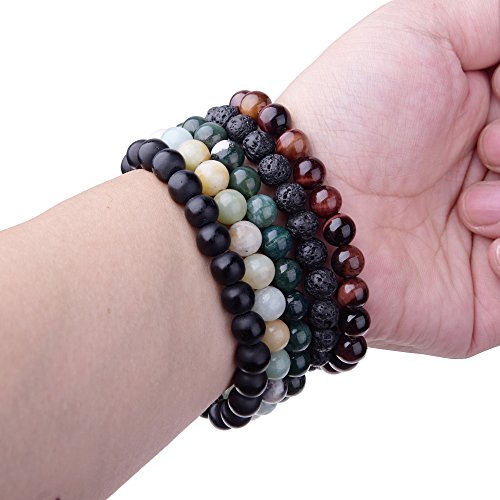 Natural 8mm Semi-Precious Gemstone Stretch Bracelet