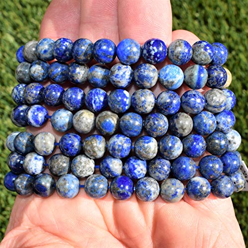 Lapis Lazuli Natural Crystal Bead Bracelet with Selenite