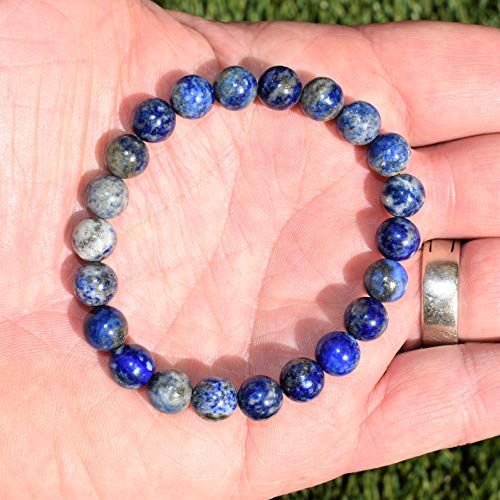 Lapis Lazuli Natural Crystal Bead Bracelet with Selenite