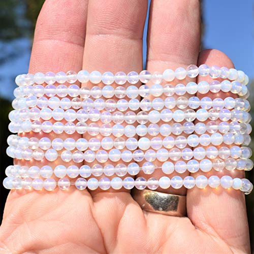 Radiant Opalite Bead Bracelet with Selenite Heart