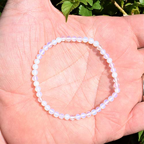Radiant Opalite Bead Bracelet with Selenite Heart