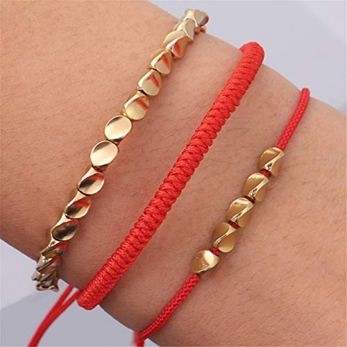 Handmade Tibetan Copper Beads Bracelet Set - 3 PCS