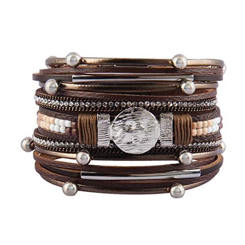 Handmade Boho Leather Wrap Bracelet with Baroque Pearls