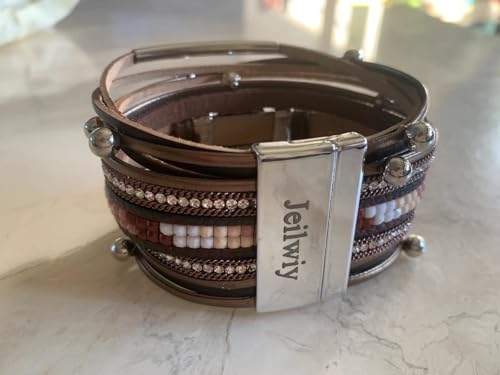Handmade Boho Leather Wrap Bracelet with Baroque Pearls