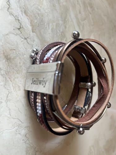 Handmade Boho Leather Wrap Bracelet with Baroque Pearls