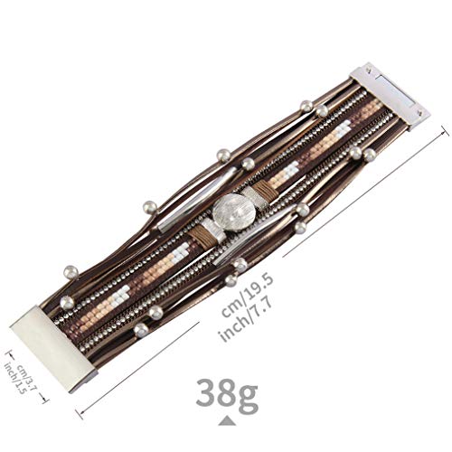 Handmade Boho Leather Wrap Bracelet with Baroque Pearls