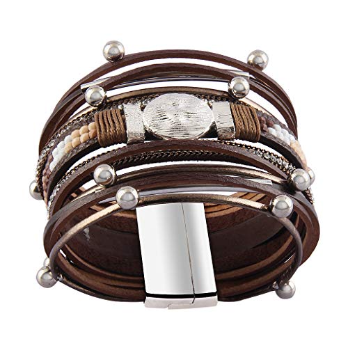 Handmade Boho Leather Wrap Bracelet with Baroque Pearls