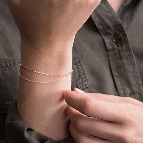 Elegant 14K Gold Layered Bracelets for Women