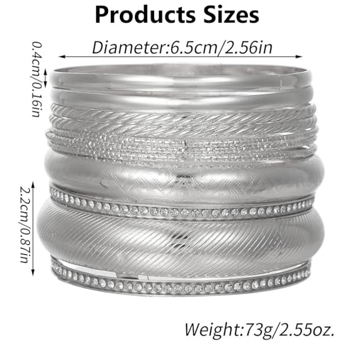 Boho Silver Bangles Bracelet Set for Women