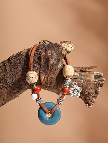 Bohemian Flower Charm Leather Bracelet for Women