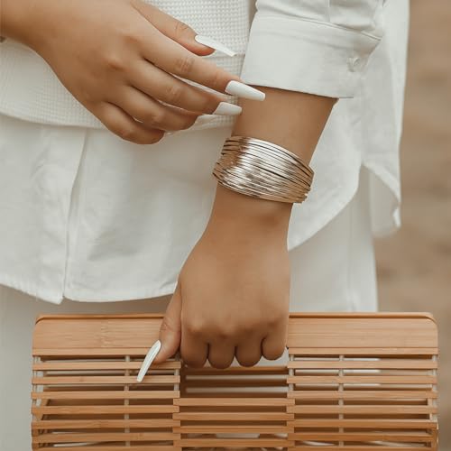 Boho Gold Leather Wrap Stackable Bracelets