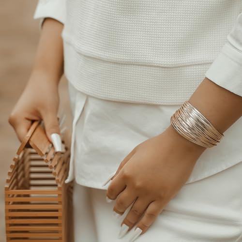 Boho Gold Leather Wrap Stackable Bracelets