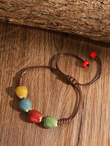 Colorful Ceramic Bead Bohemian Leather Bracelet