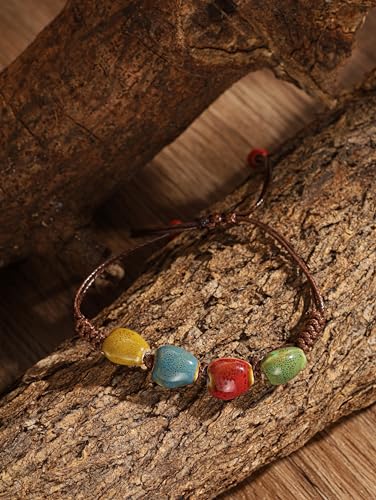 Colorful Ceramic Bead Bohemian Leather Bracelet