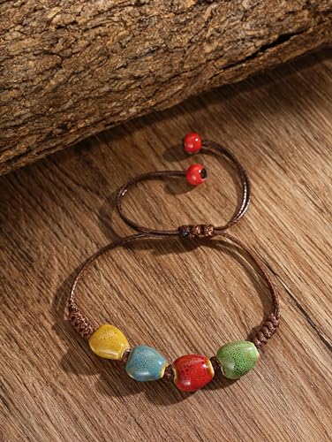 Colorful Ceramic Bead Bohemian Leather Bracelet