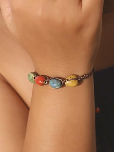 Colorful Ceramic Bead Bohemian Leather Bracelet